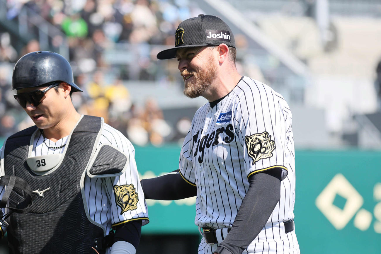 ウエスタン・リーグ　ソフトバンク戦に先発した阪神ビーズリーは4回を3安打無失点に抑える（撮影・宮崎幸一）