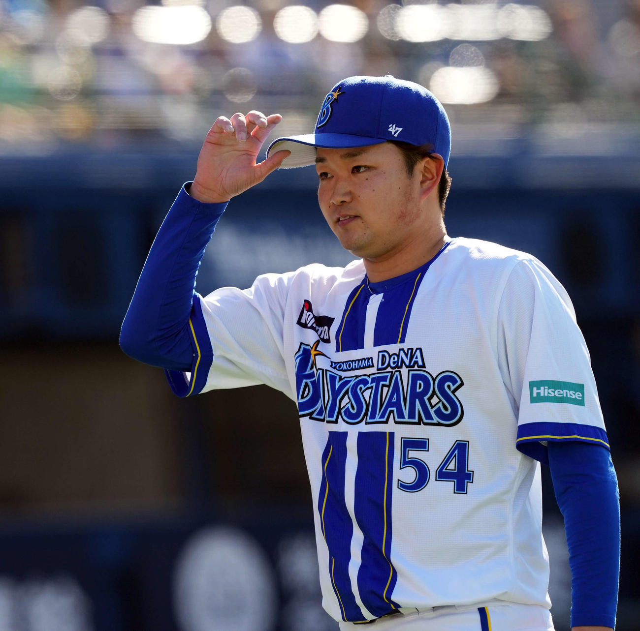 DeNA対オリックス　6回からマウンドに上がり無失点に抑えたDeNA石田裕（撮影・たえ見朱実）