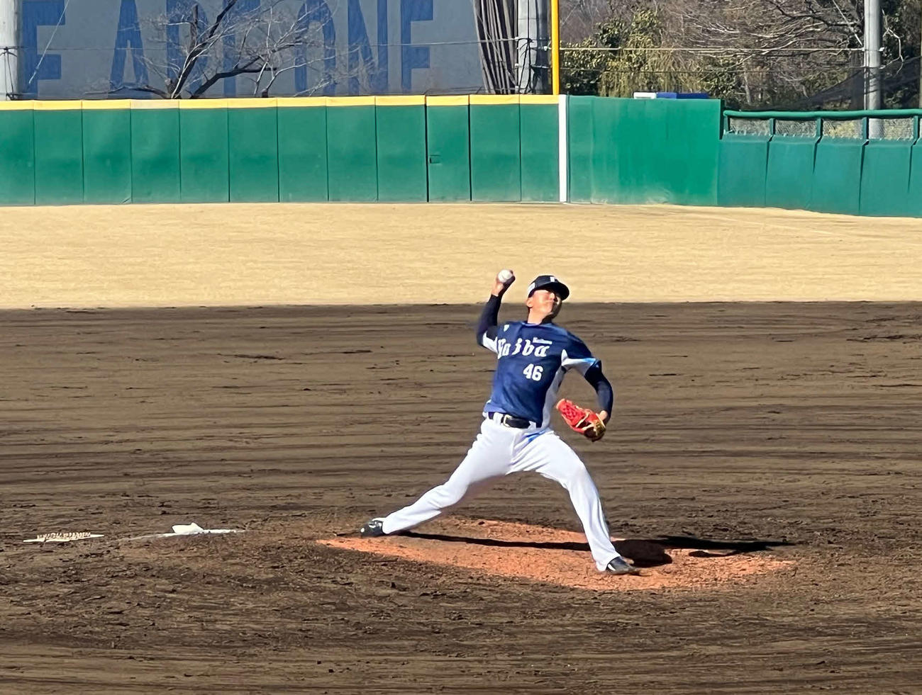 3軍戦で対外試合デビューした西武ドラフト3位の狩生聖真投手（撮影・金子真仁）