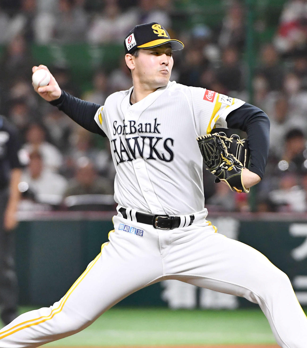 ソフトバンク対広島　ソフトバンク先発の有原（撮影・岩下翔太）