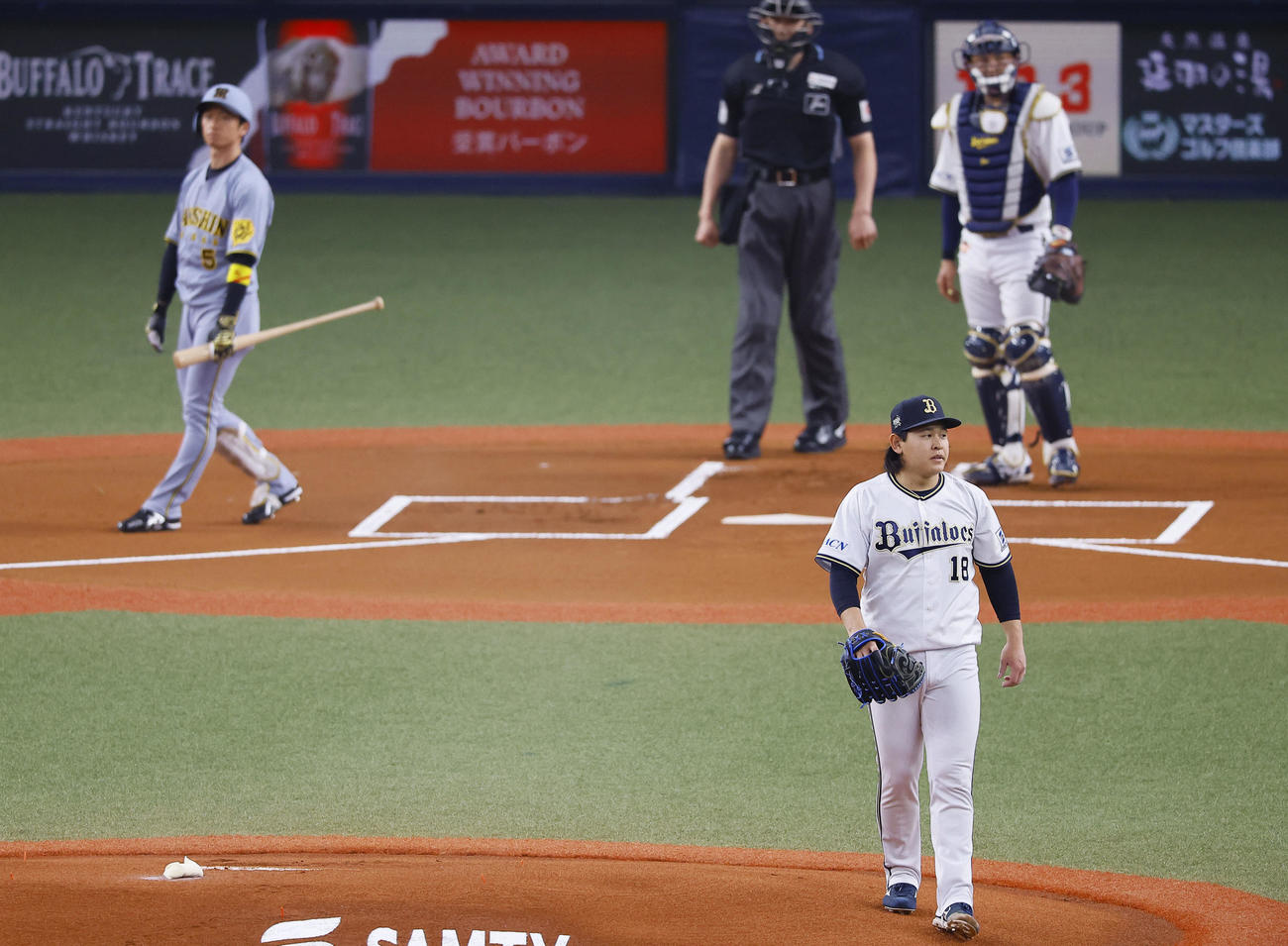 オリックス対阪神　1回表阪神無死、宮城は近本は見逃し三振に仕留める（撮影・藤尾明華）
