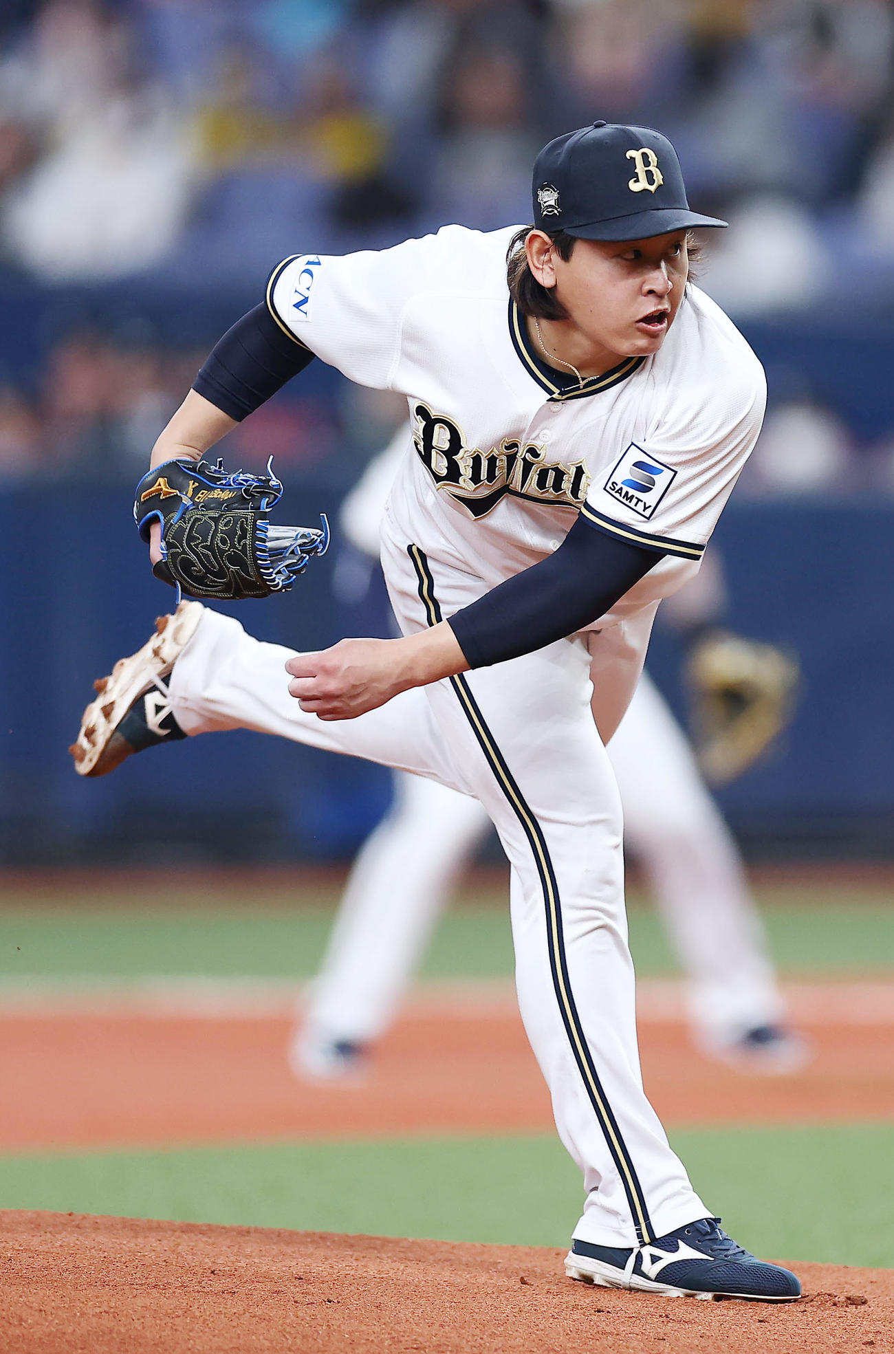 オリックス対阪神　力投するオリックス先発の宮城（撮影・前田充）