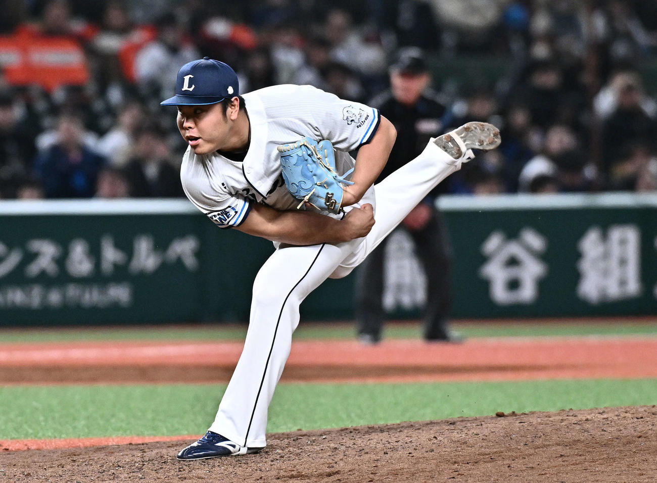 西武対DeNA 9回表、西武7番手で登板し試合を締めた平良（撮影・滝沢徹郎）