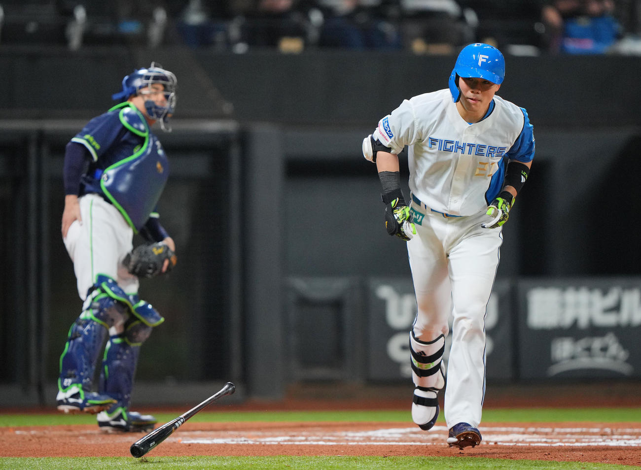 日本ハム対ヤクルト　6回裏日本ハム無死、右越えソロ本塁打を放つ清宮（撮影・垰建太）