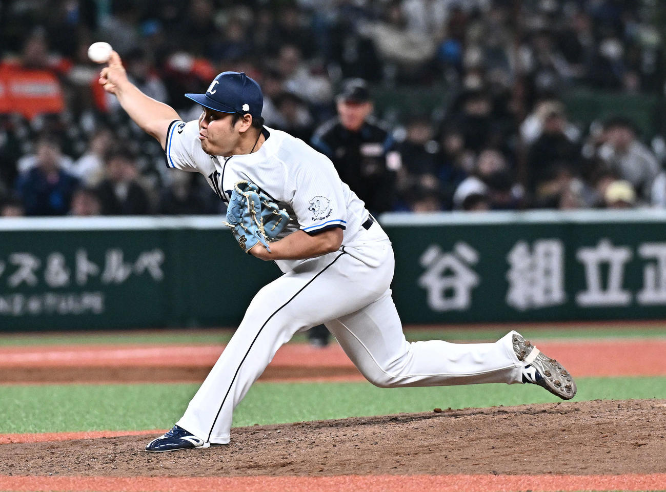 西武対DeNA 9回表、西武7番手で登板し試合を締めた平良（撮影・滝沢徹郎）