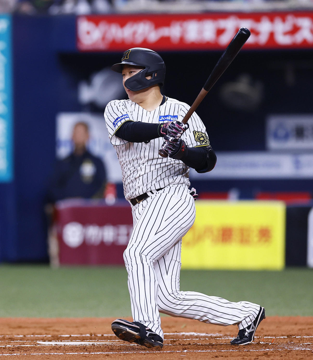 オリックス対阪神　1回裏阪神2死二、三塁、大山は左越えに2点適時二塁打を放つ（撮影・藤尾明華）