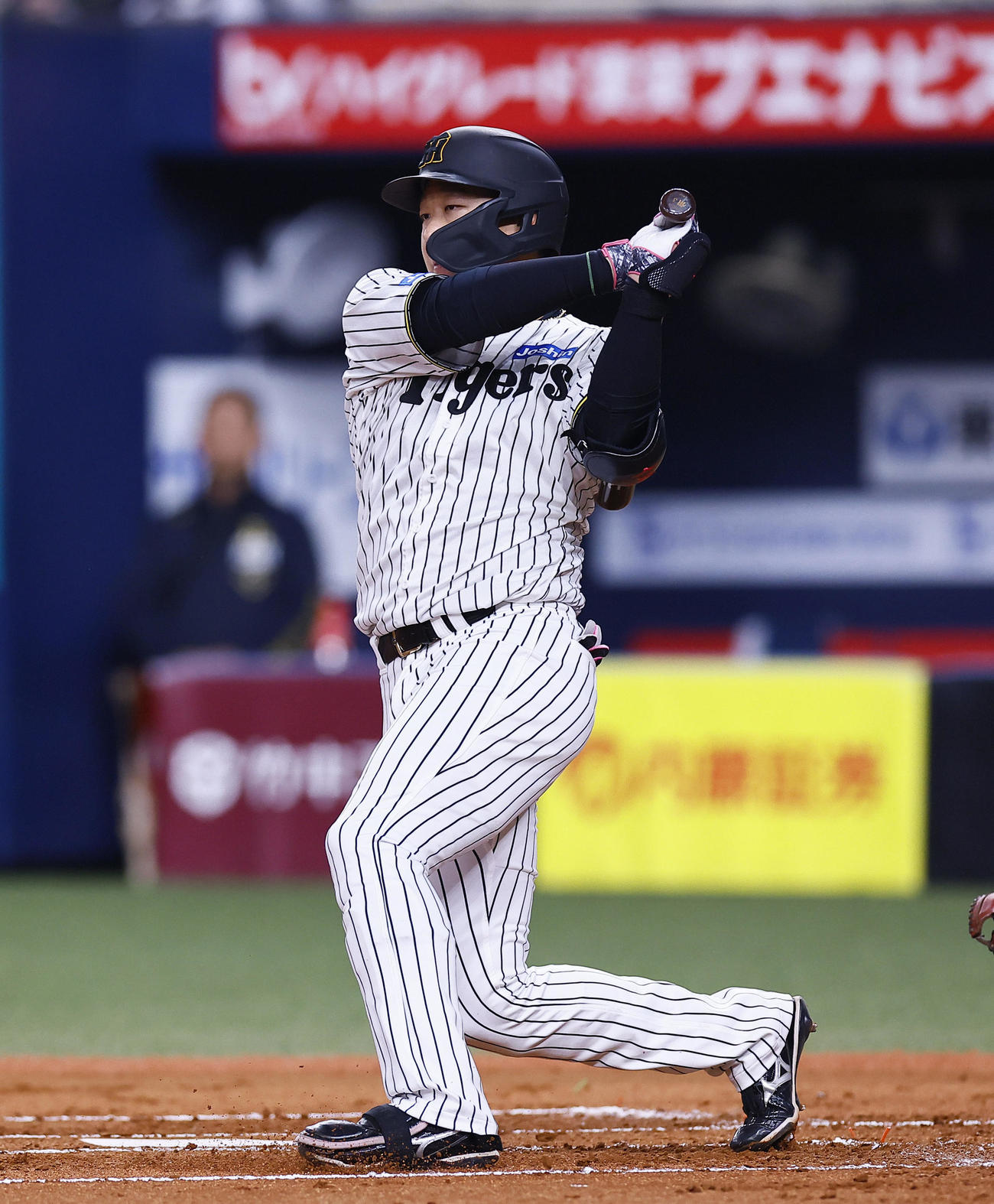 オリックス対阪神　1回裏阪神2死二、三塁、大山は左越えに2点適時二塁打を放つ（撮影・藤尾明華）