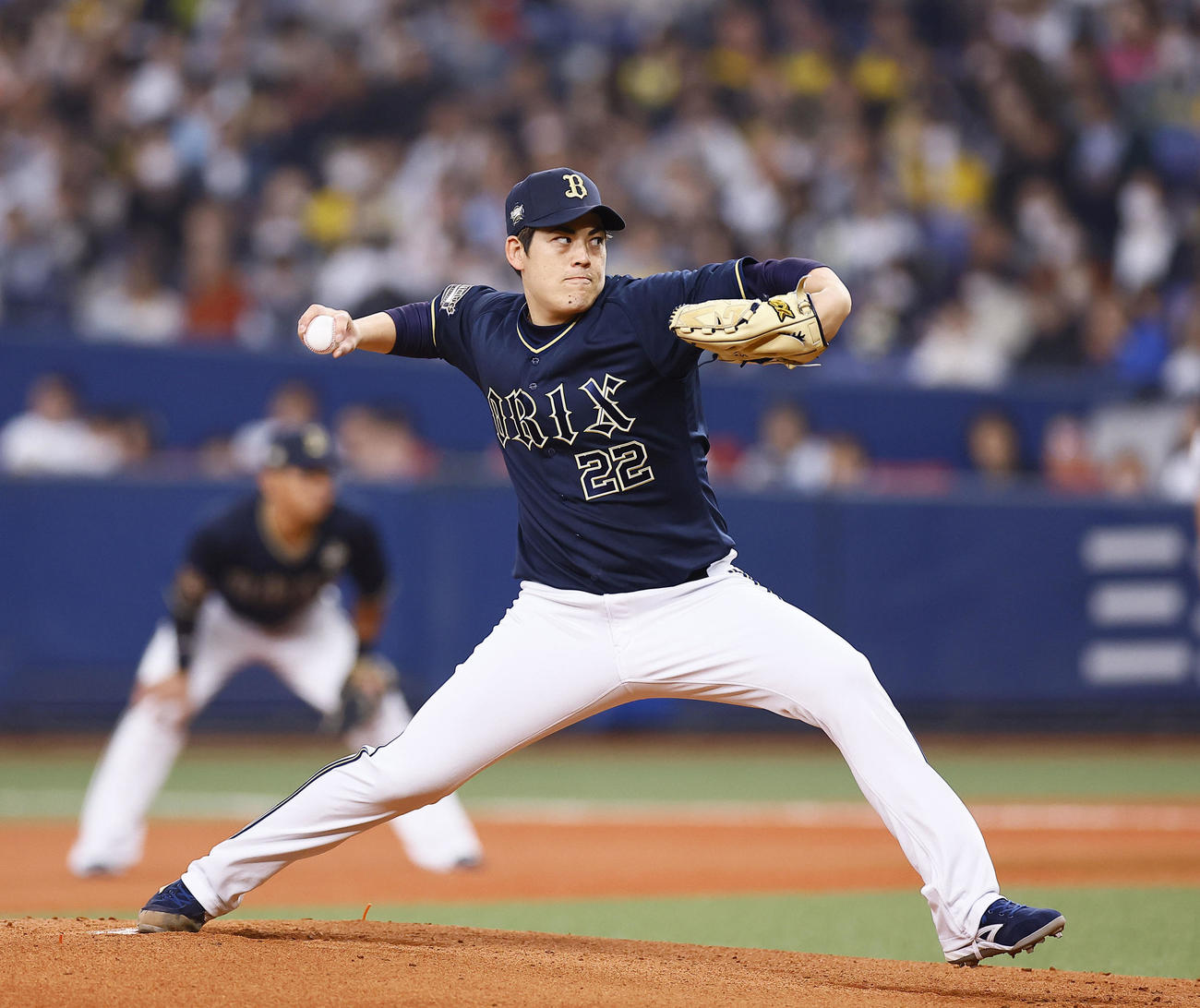 オリックス対阪神　オリックス先発の九里（撮影・藤尾明華）