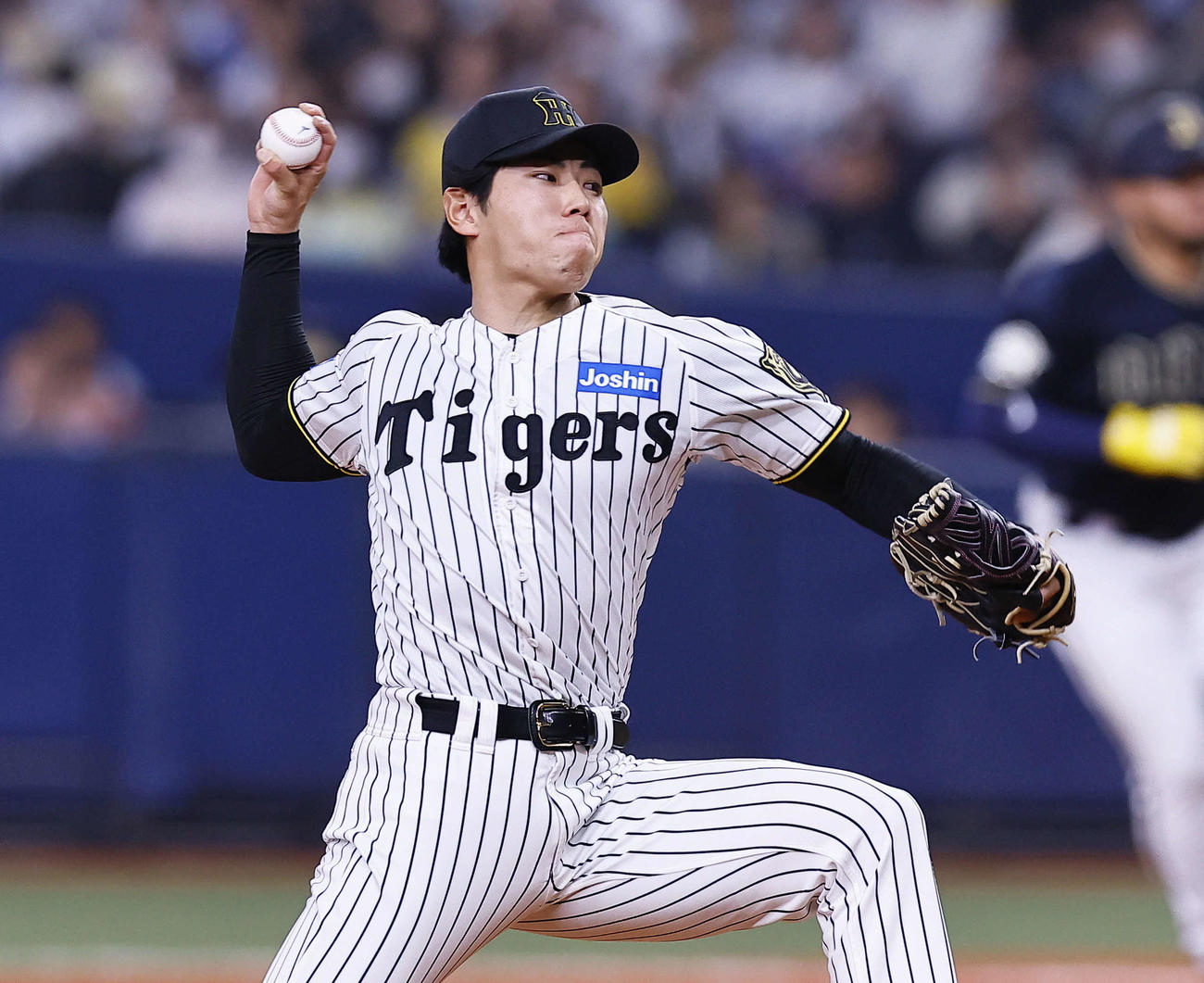 阪神対オリックス　8回、4番手で登板した阪神工藤（撮影・藤尾明華）