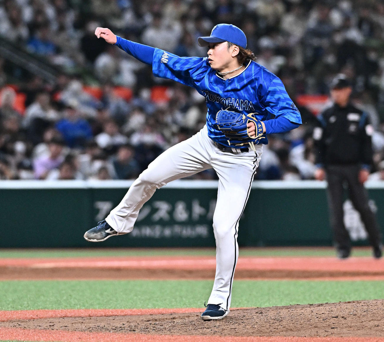 西武対DeNA 9回裏、DeNA6番手で登板し試合を締めた入江（撮影・滝沢徹郎）