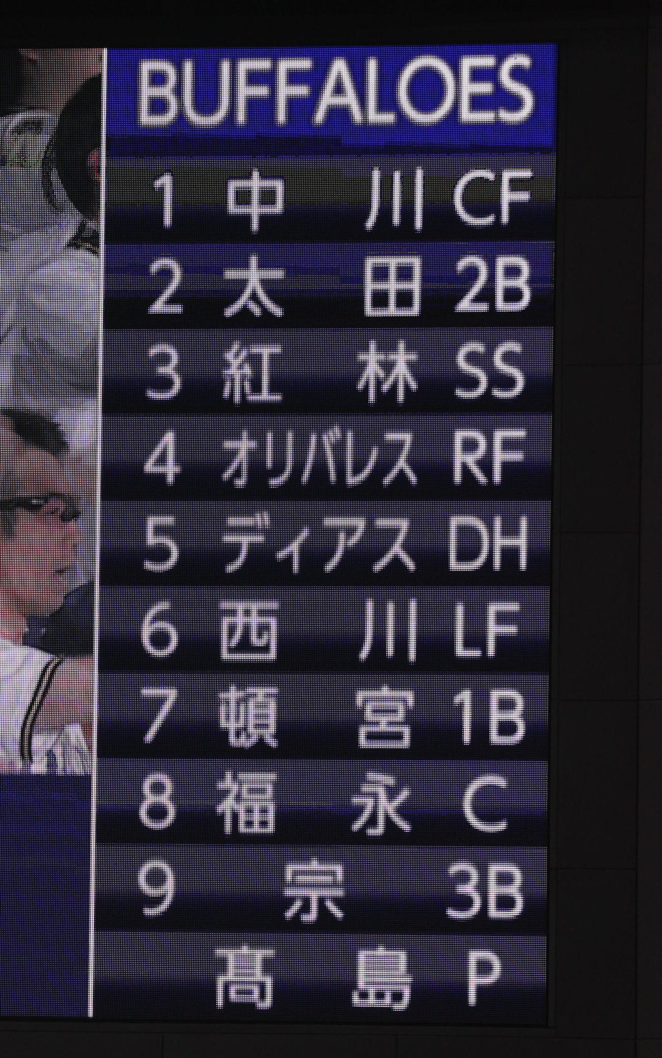 オリックス対阪神　オリックスのスタメン（撮影・加藤哉）