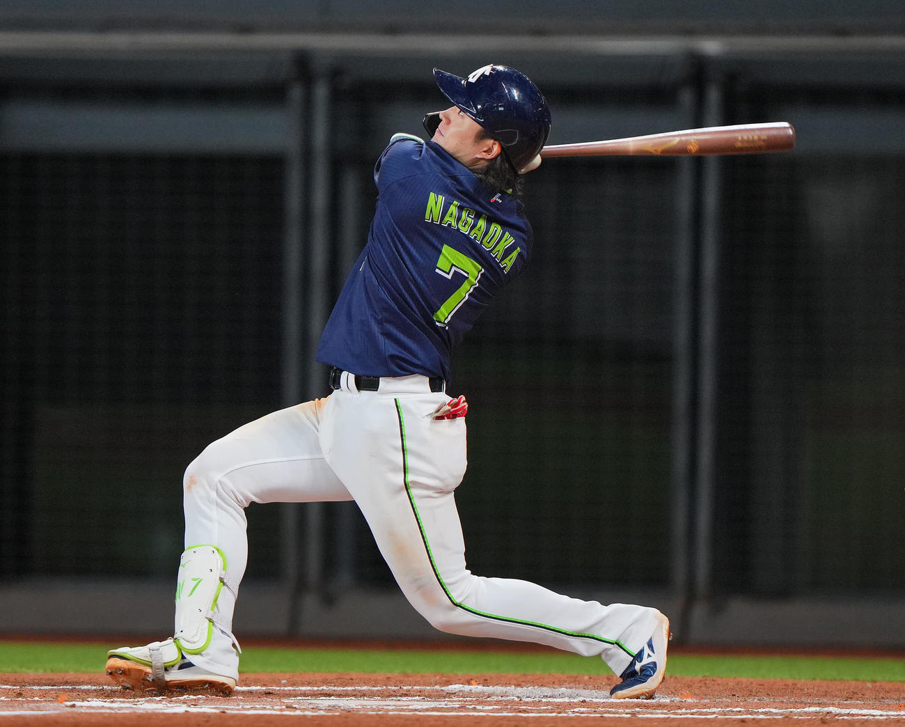 日本ハム対ヤクルト　6回表ヤクルト1死、右越えソロ本塁打を放つ長岡（撮影・垰建太）