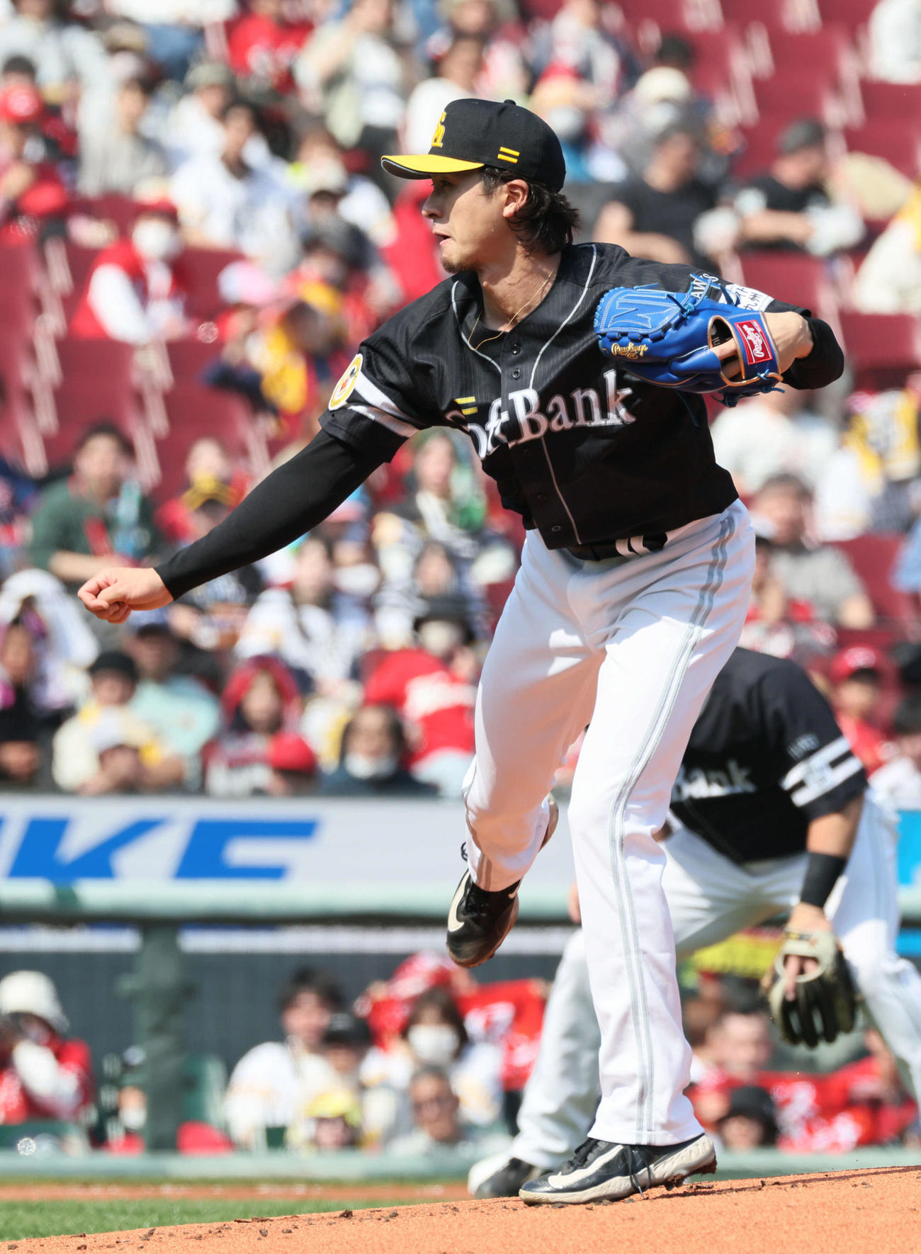 広島対ソフトバンク　ソフトバンク先発の上沢（撮影・加藤孝規）