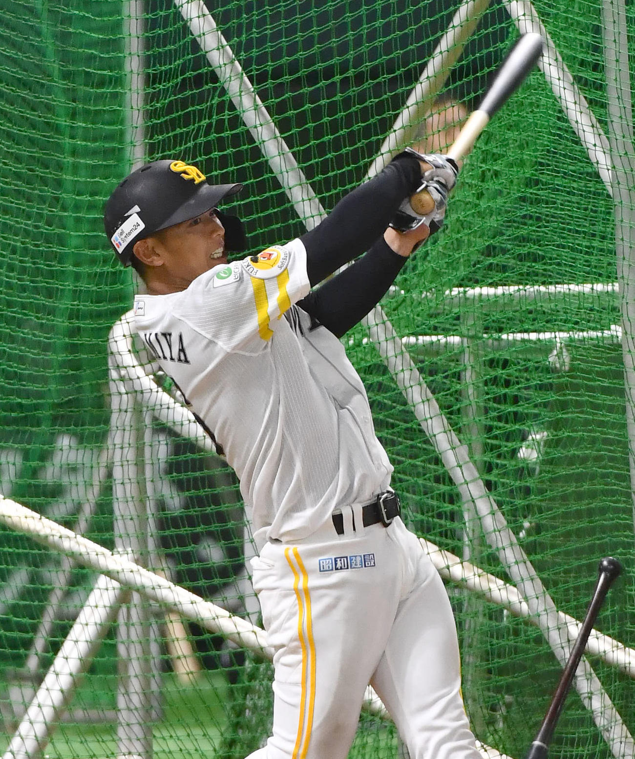 フリー打撃を行うソフトバンク今宮（撮影・岩下翔太）