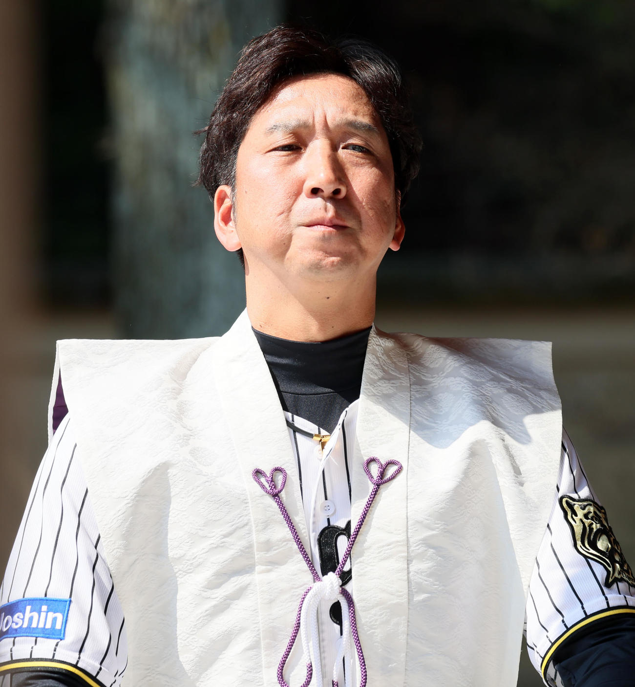 広田神社参拝を行った藤川監督（撮影・加藤哉）