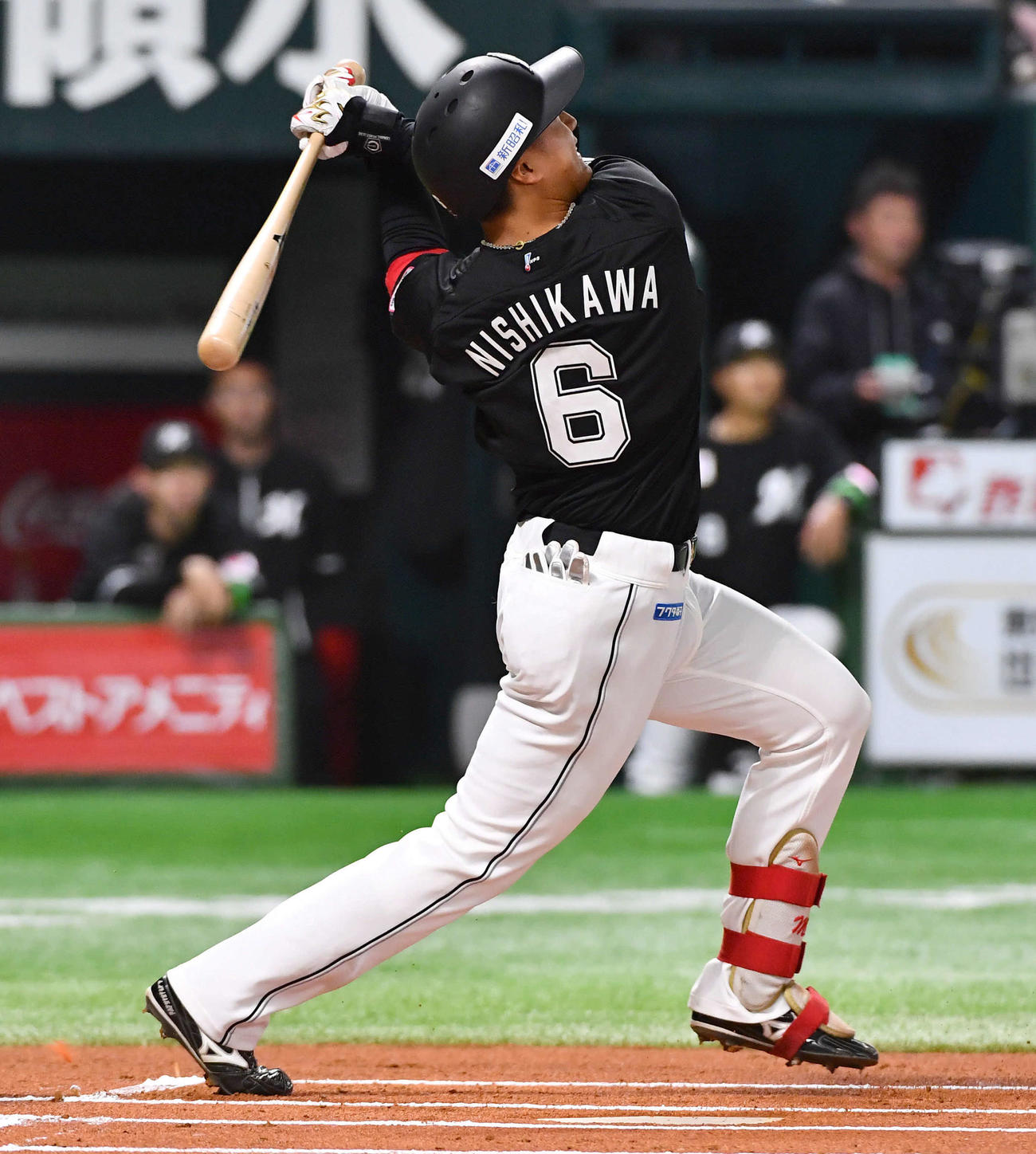 ソフトバンク対ロッテ　1回表ロッテ無死、右飛に倒れた西川（撮影・岩下翔太）