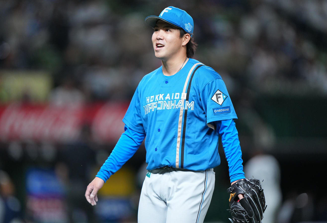 西武対日本ハム　5回裏を無失点に抑え笑顔を見せる日本ハム金村（撮影・横山健太）