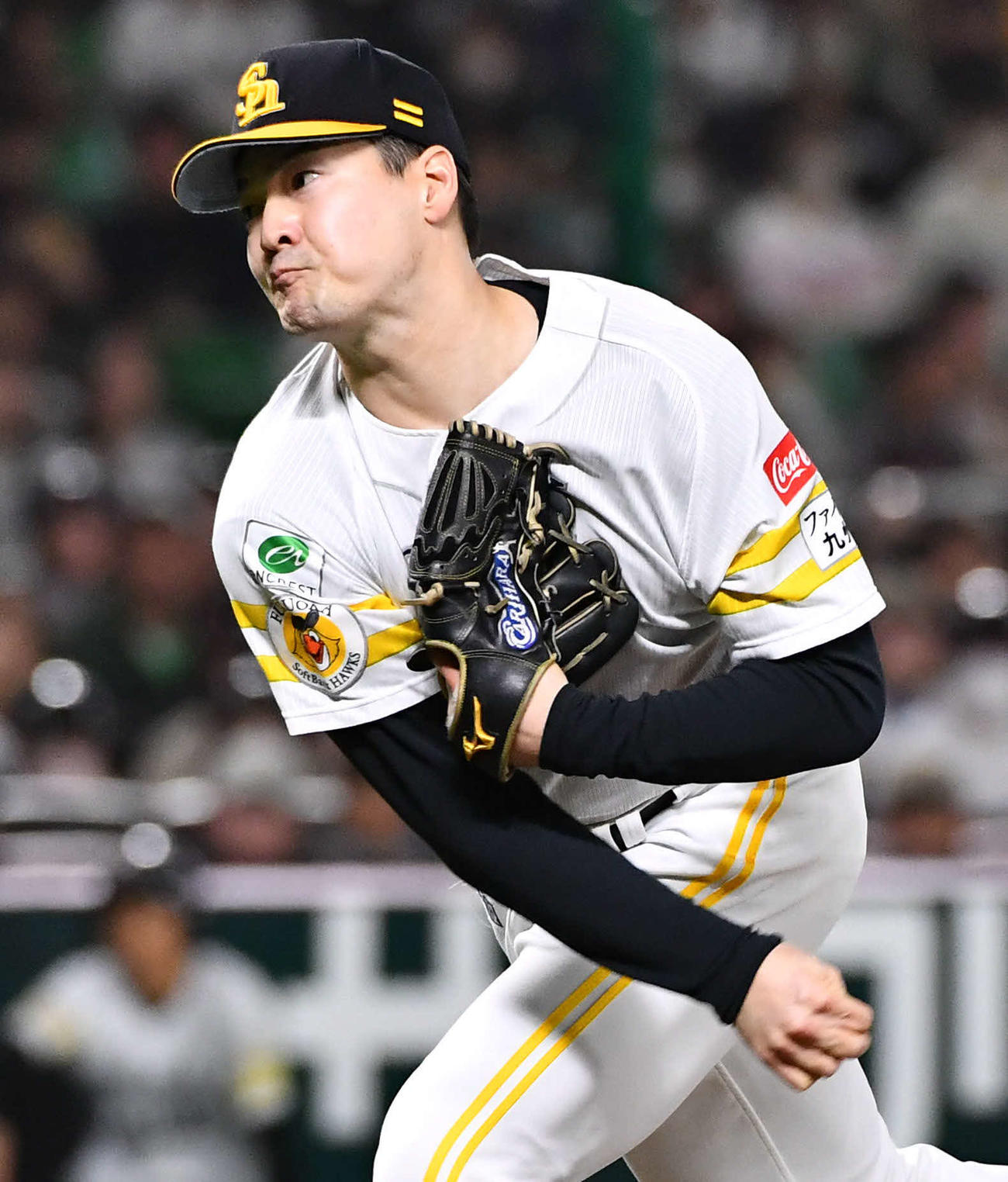 ソフトバンク対ロッテ　ソフトバンク先発の有原（撮影・岩下翔太）