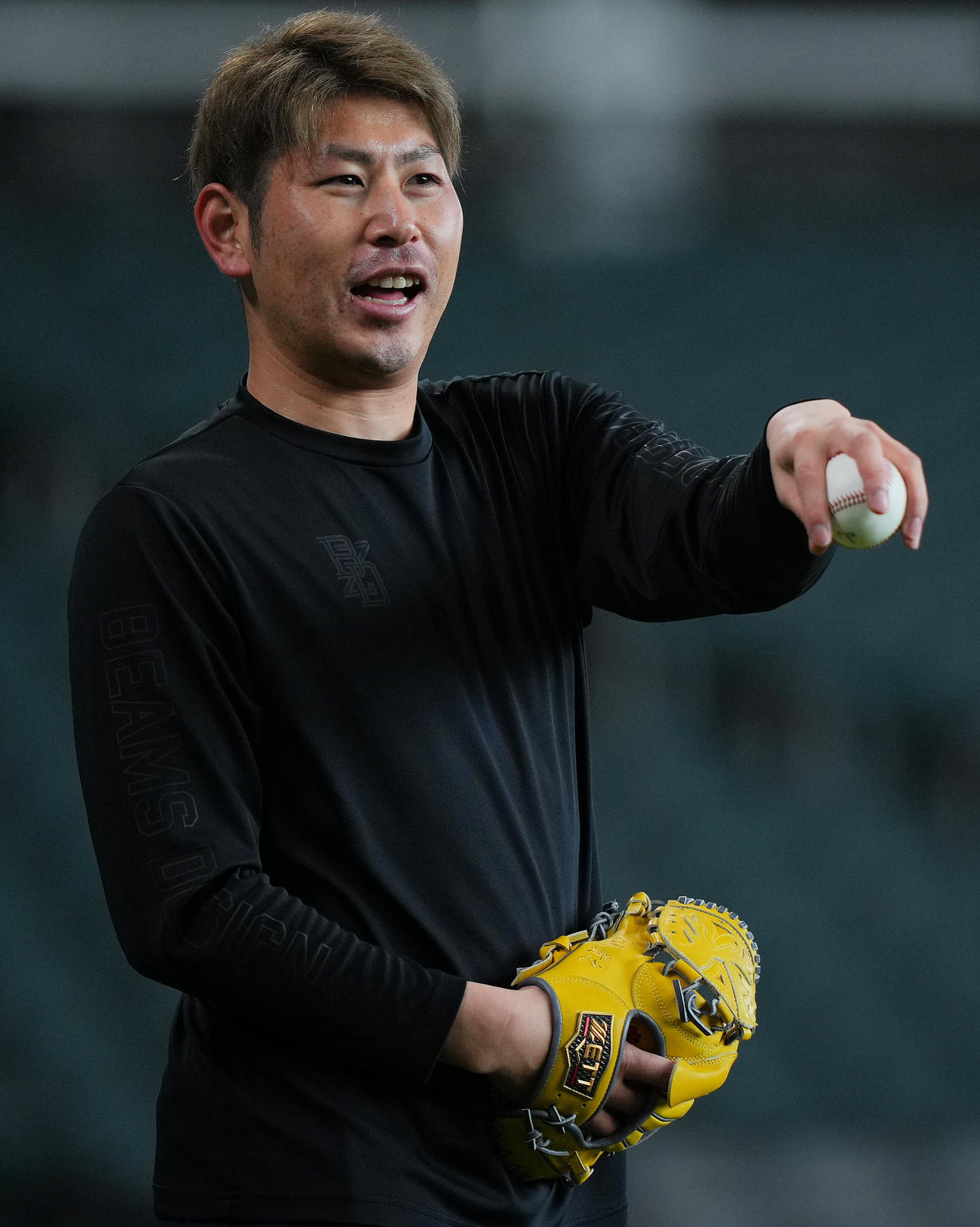 笑顔を見せる日本ハム加藤貴之（2025年3月20日撮影）