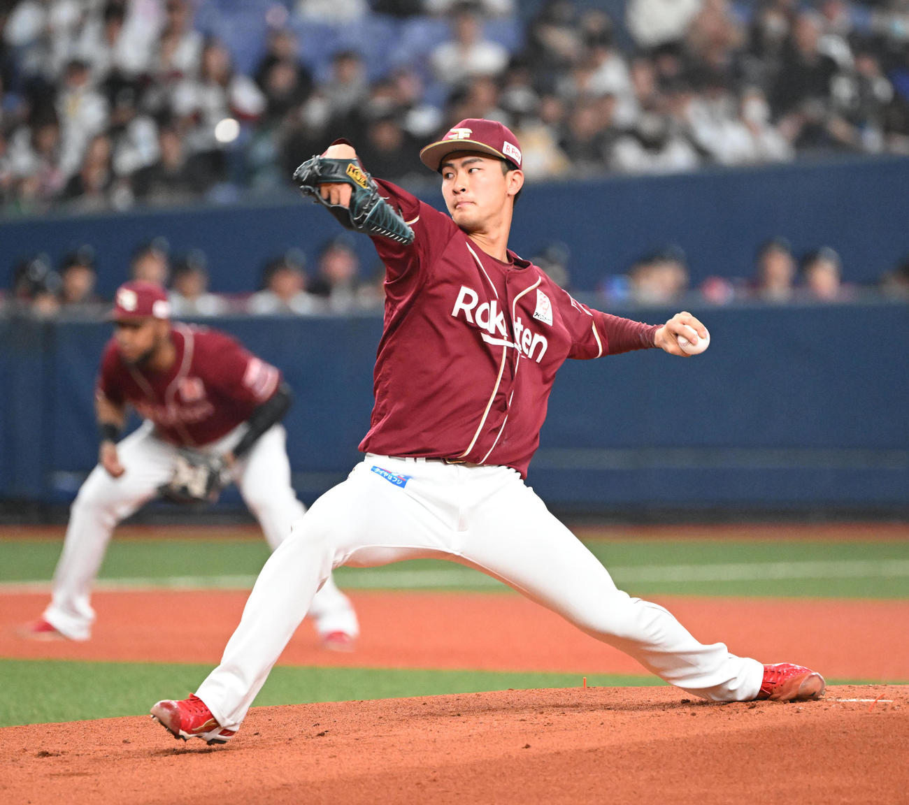 オリックス対楽天　先発する楽天古謝（撮影・和賀正仁）
