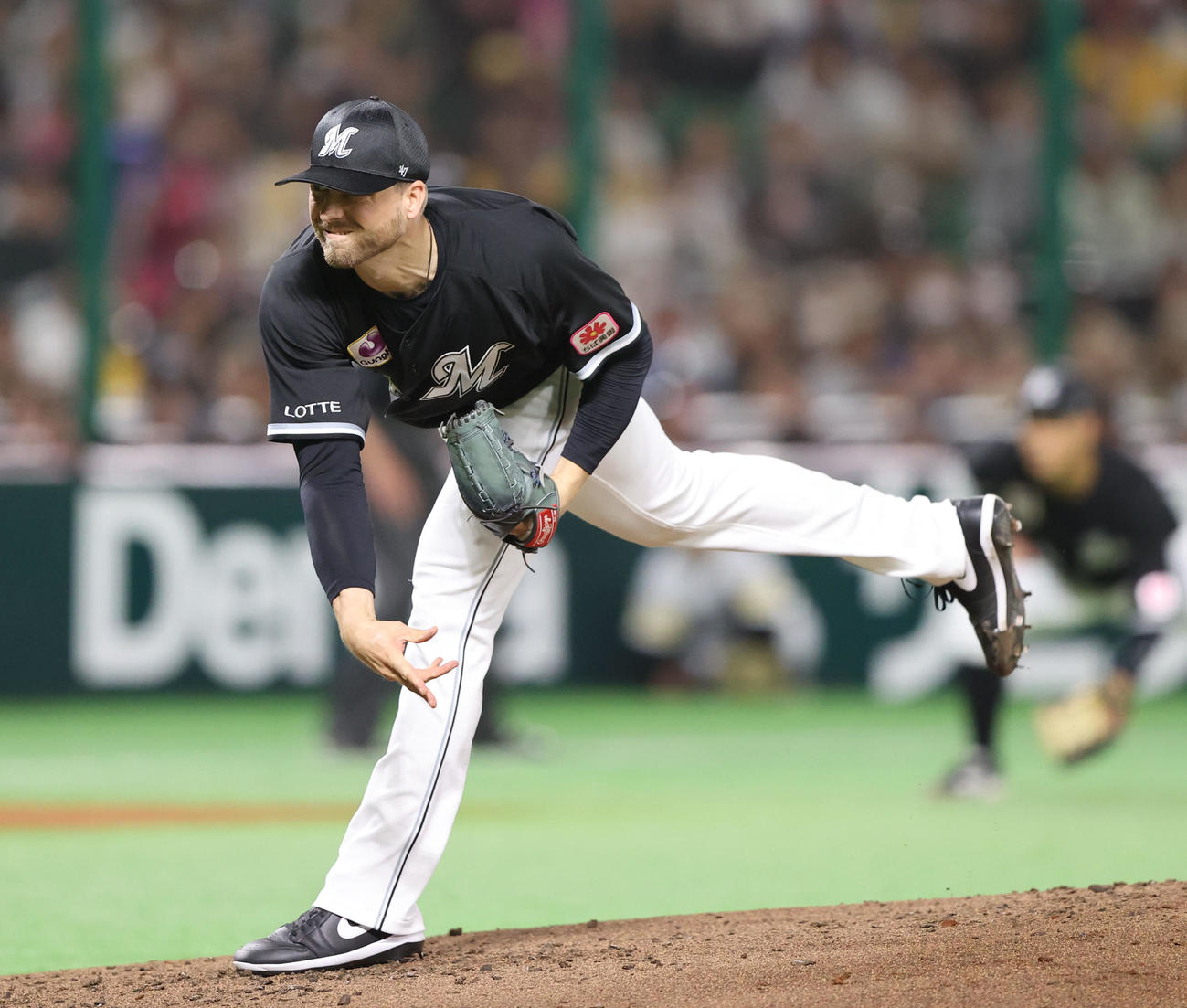 ソフトバンク対ロッテ　ロッテ先発のボス（撮影・梅根麻紀）