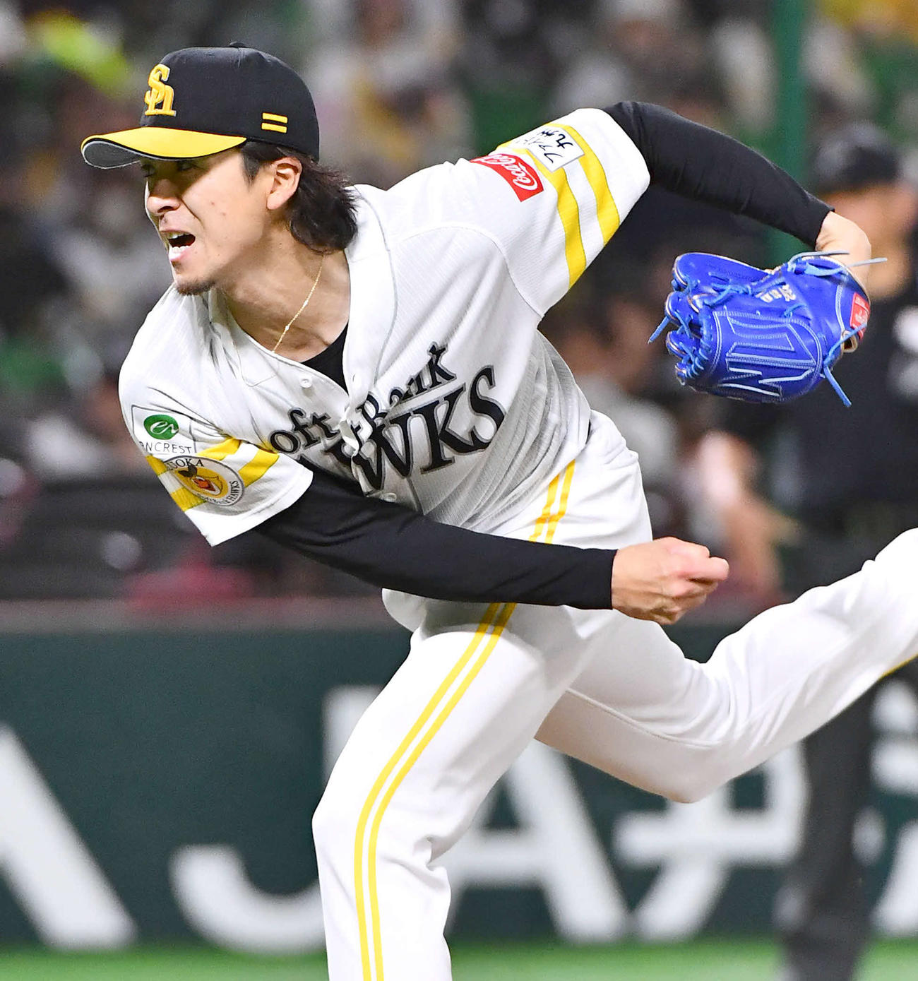 ソフトバンク対ロッテ　ソフトバンク先発の上沢（撮影・岩下翔太）