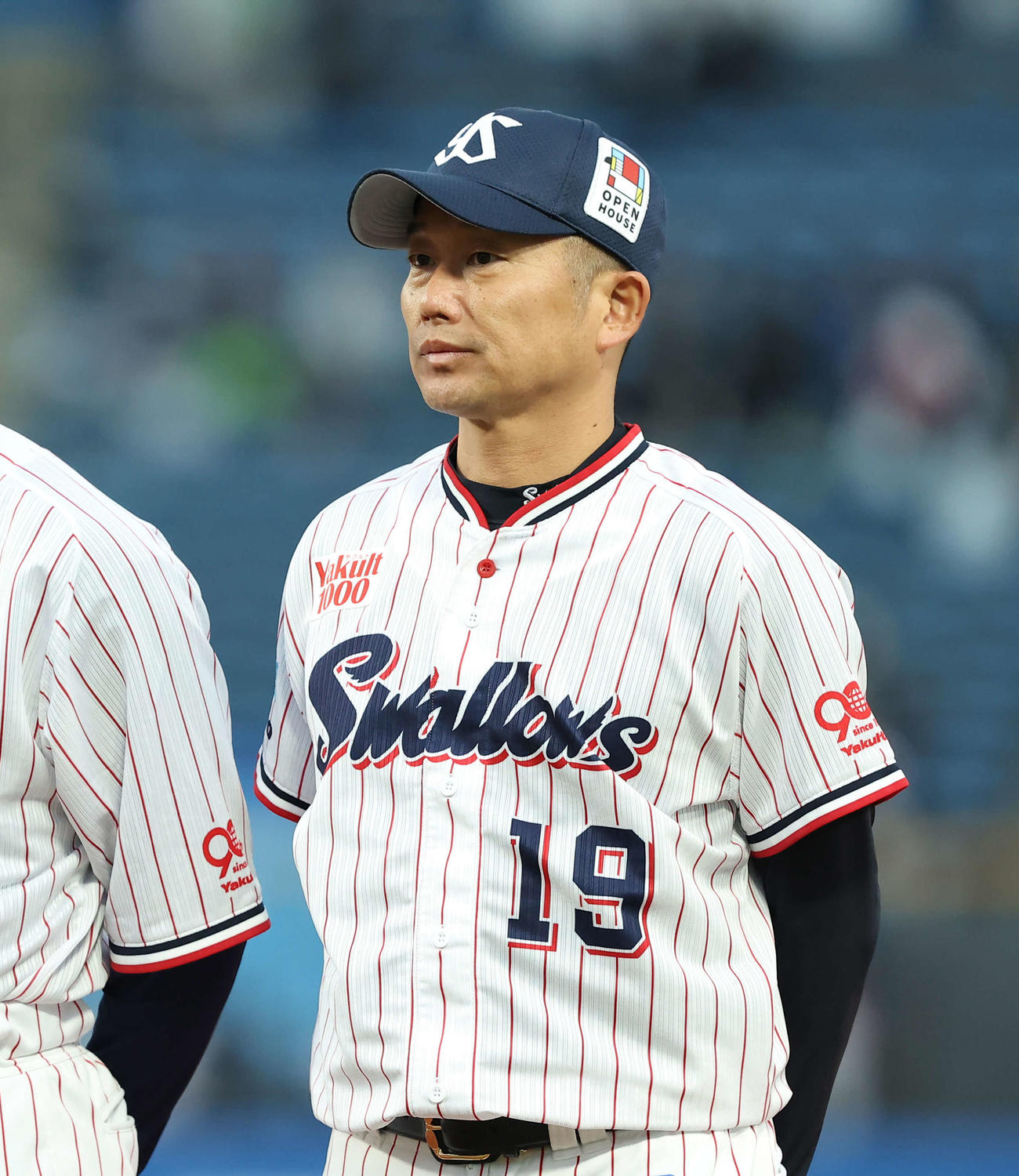 出陣式に臨むヤクルト石川（2025年3月15日撮影）