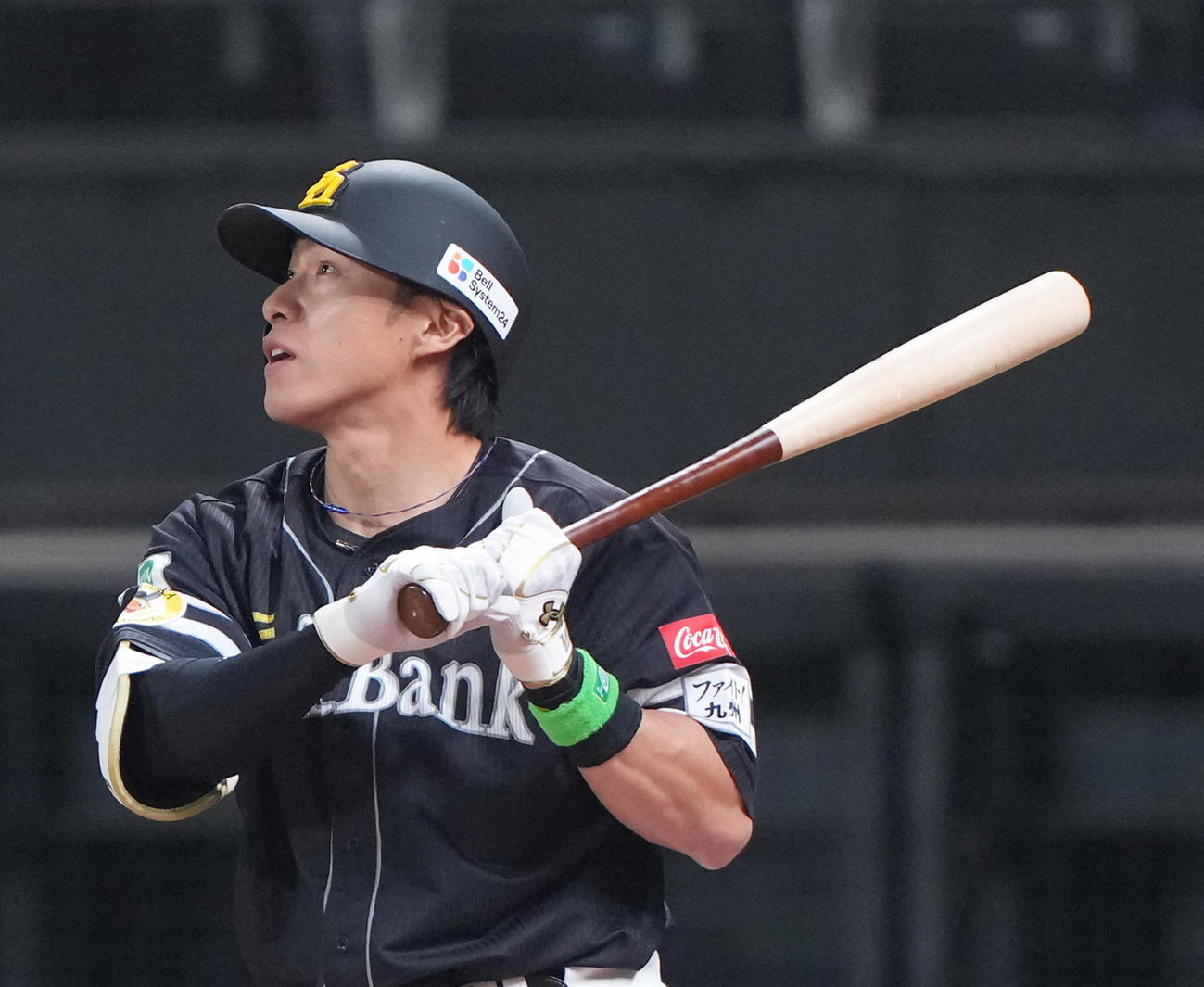 日本ハム対ソフトバンク　5回表ソフトバンク無死、柳田は中越え本塁打を放つ（撮影・足立雅史）