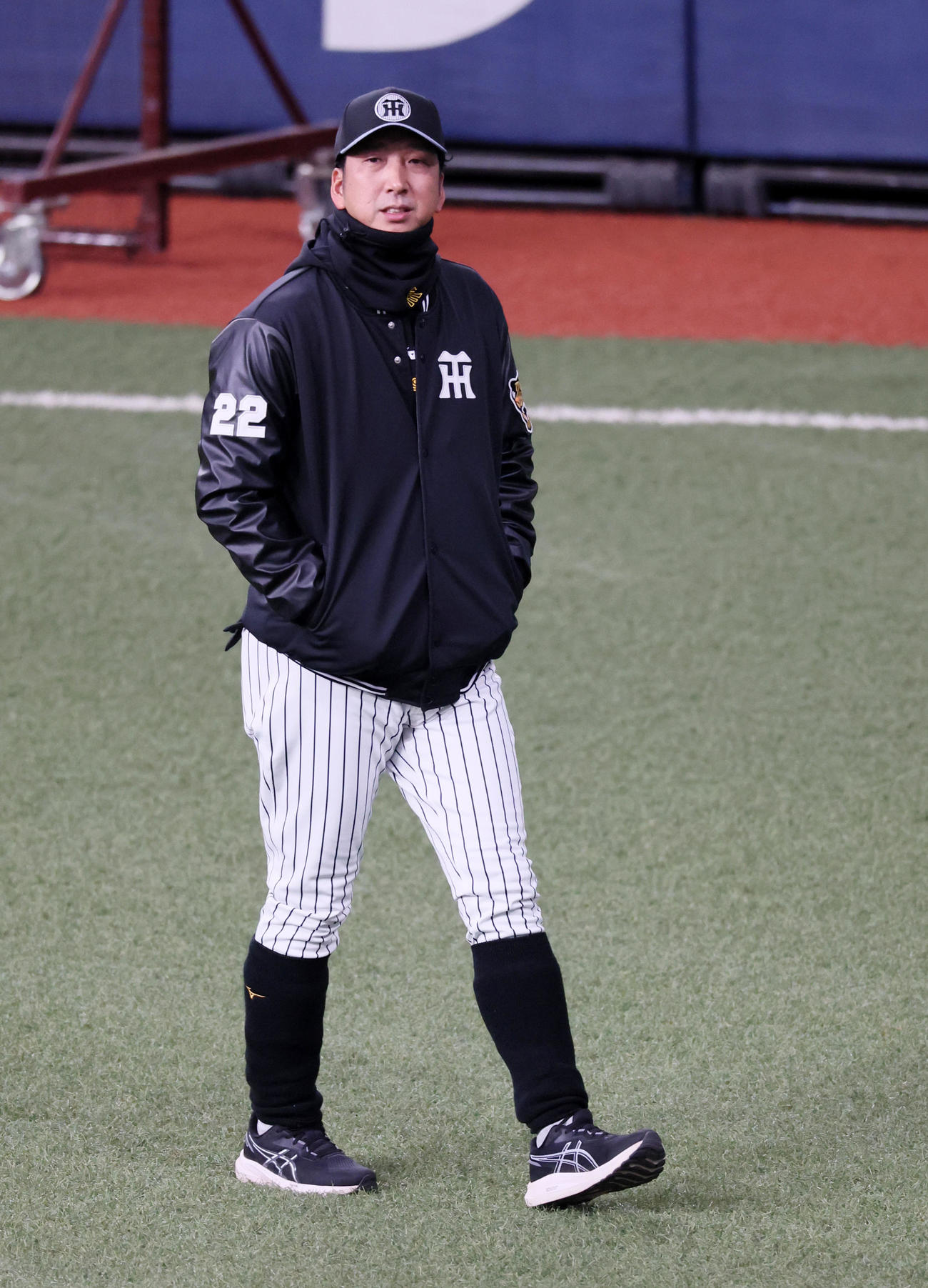 阪神対DeNA　練習を見る阪神藤川監督（撮影・加藤哉）