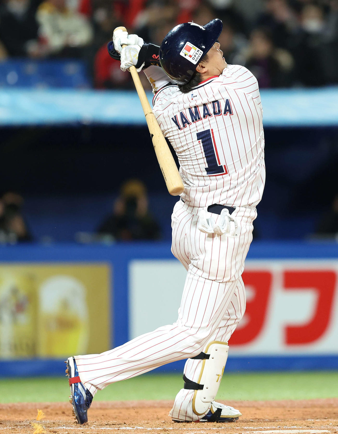 ヤクルト対広島　4回裏ヤクルト無死一塁、二飛に倒れる山田（撮影・河田真司）