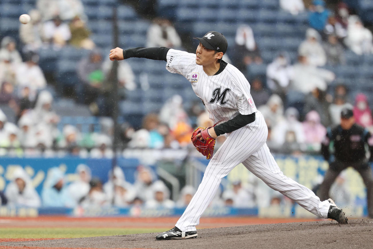 ロッテ対オリックス　ロッテ先発の石川柊（撮影・宮地輝）