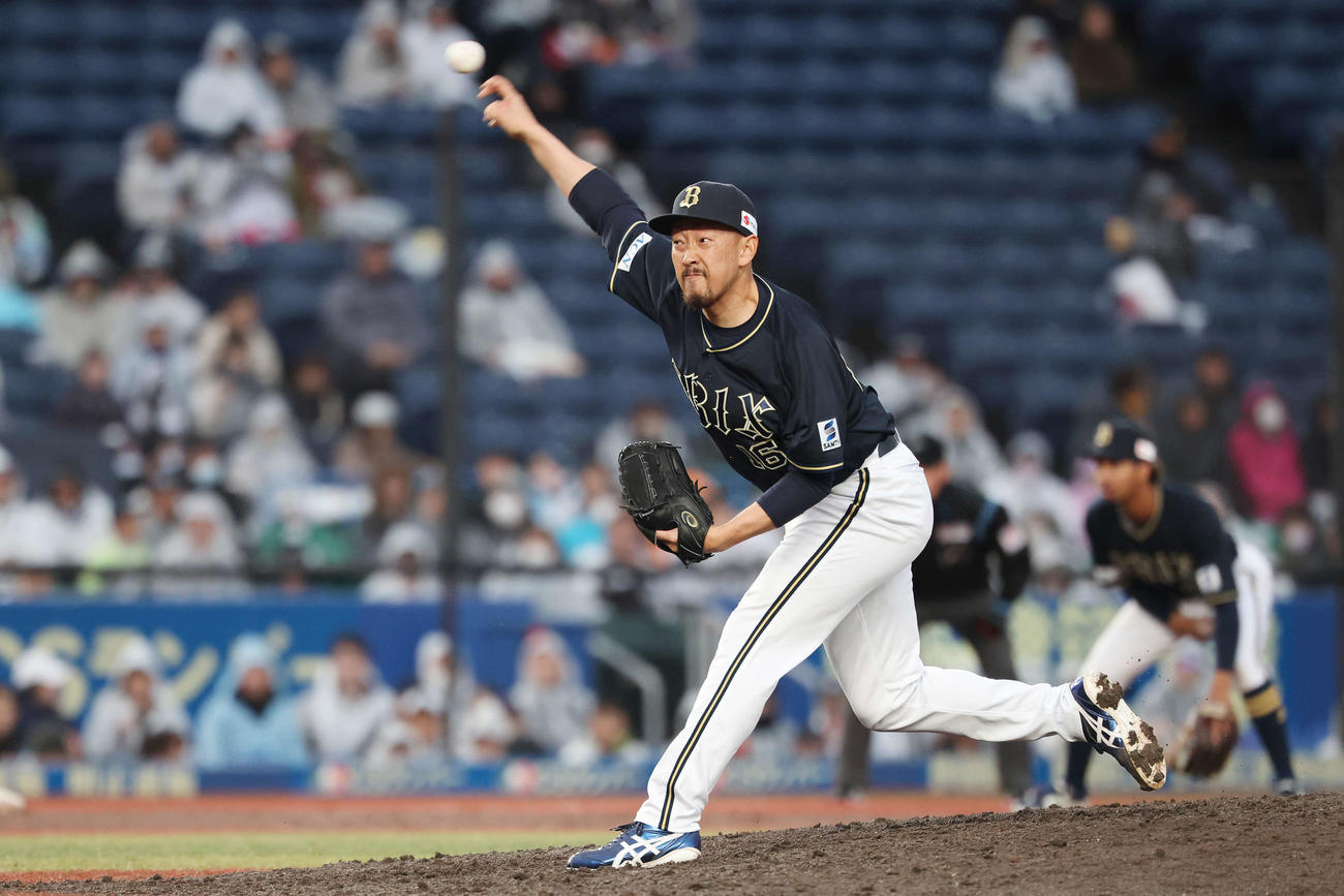 ロッテ対オリックス　オリックス5番手の平野（撮影・宮地輝）