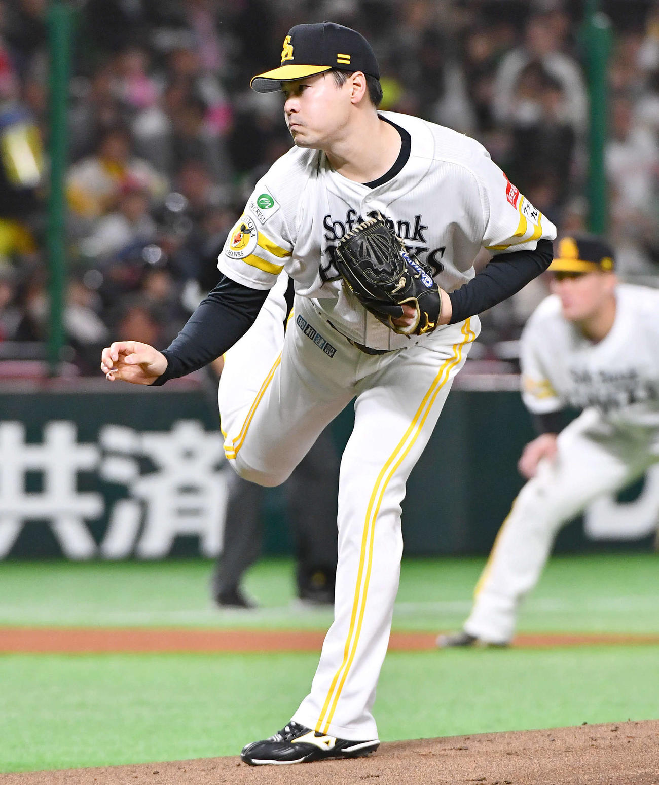 ソフトバンク対西武　ソフトバンク先発の有原（撮影・岩下翔太）