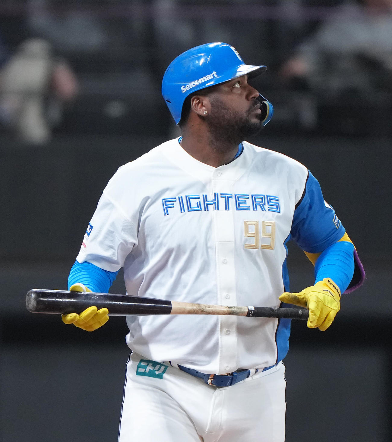 日本ハム対オリックス　4回裏日本ハム2死、レイエスはソロ本塁打を放つ（撮影・足立雅史）