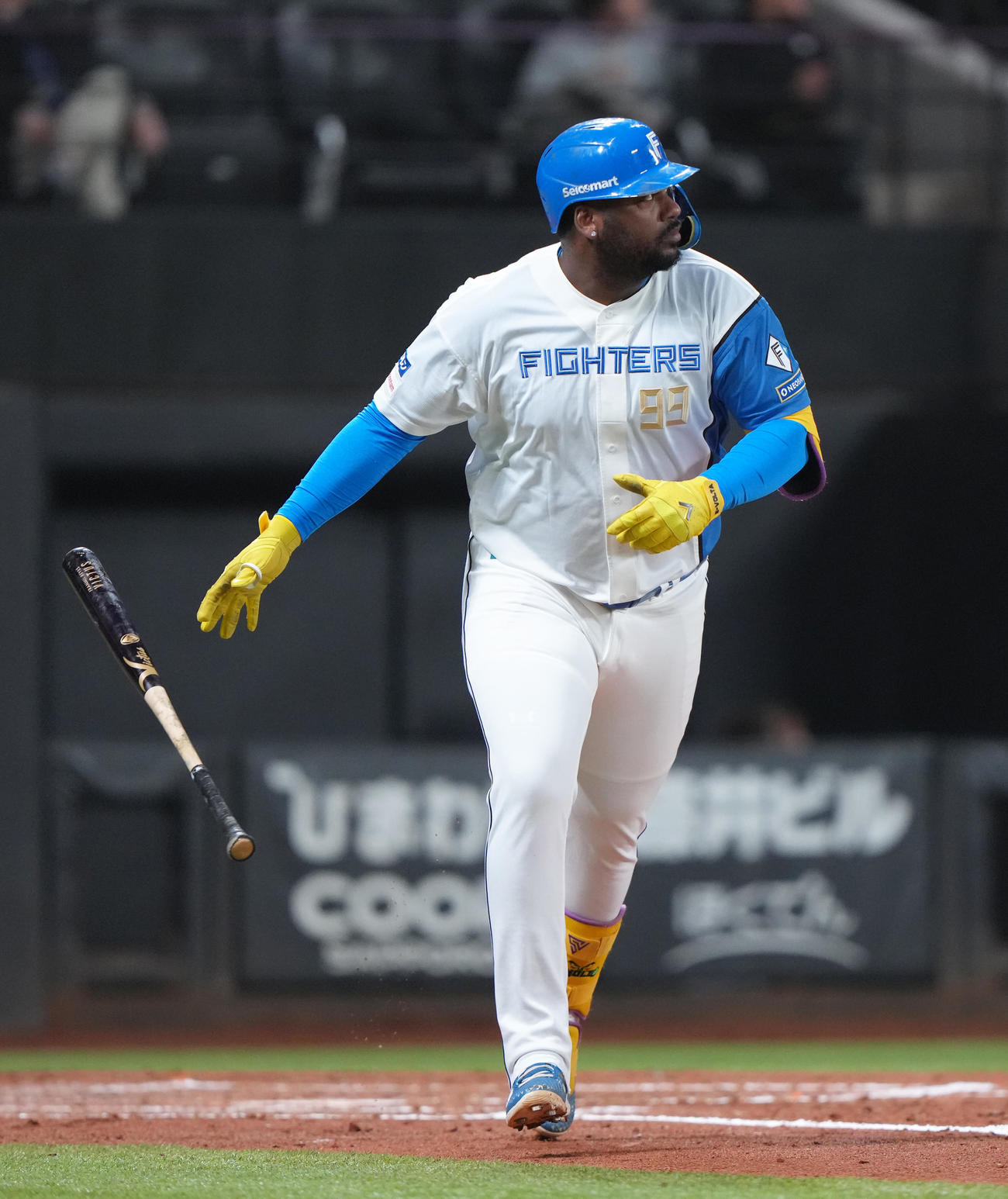 日本ハム対オリックス　4回裏日本ハム2死、レイエスはソロ本塁打を放つ（撮影・足立雅史）