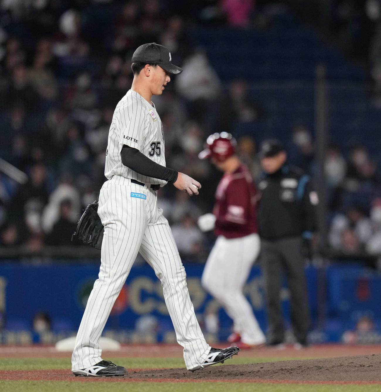 ロッテ対楽天　回表楽天1死、阿部に本塁打を浴びた田中晴（撮影・井上学）
