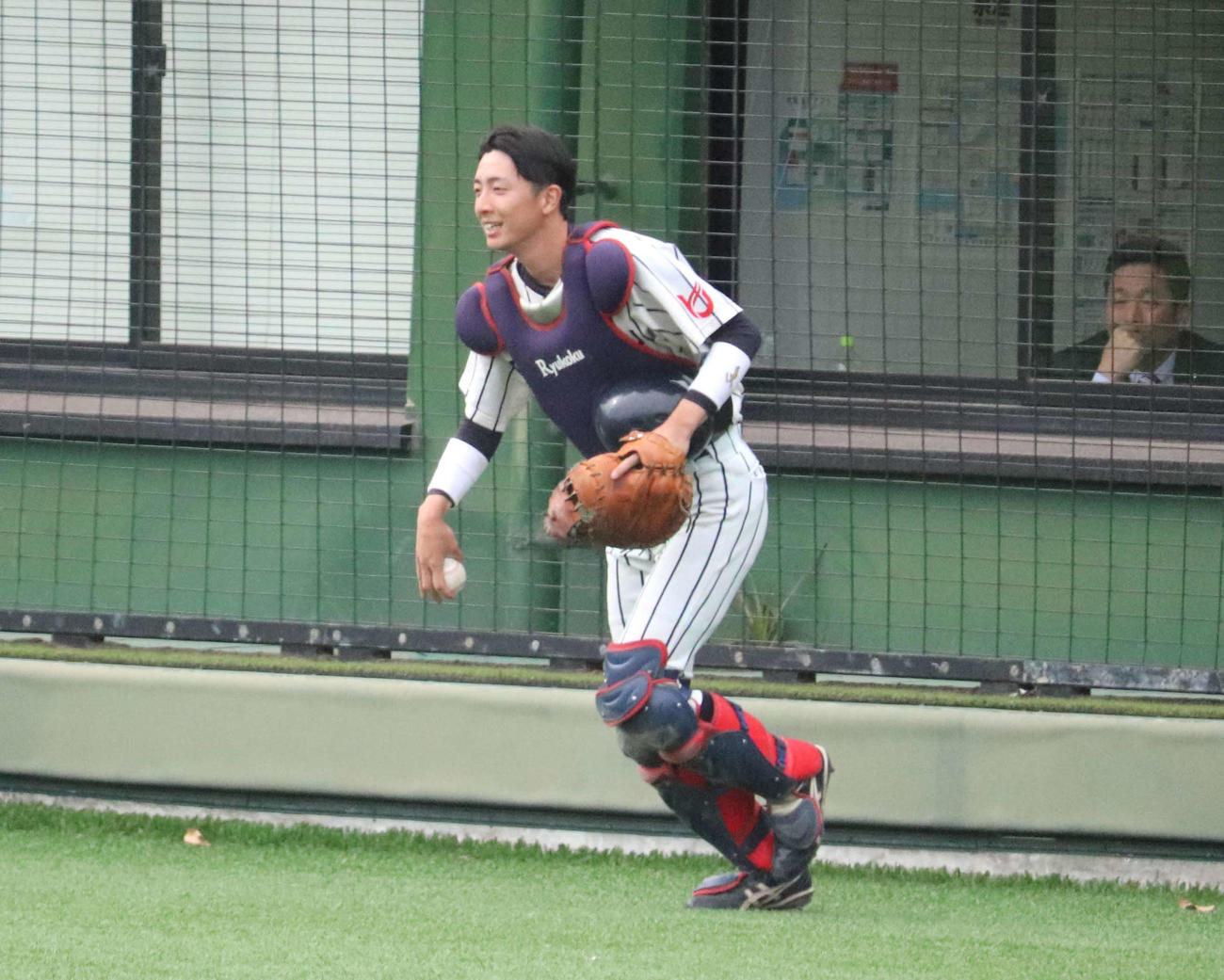 大経大対龍谷大　公式戦デビューを果たした、龍谷大の新入生・徳田（撮影・中島麗）
