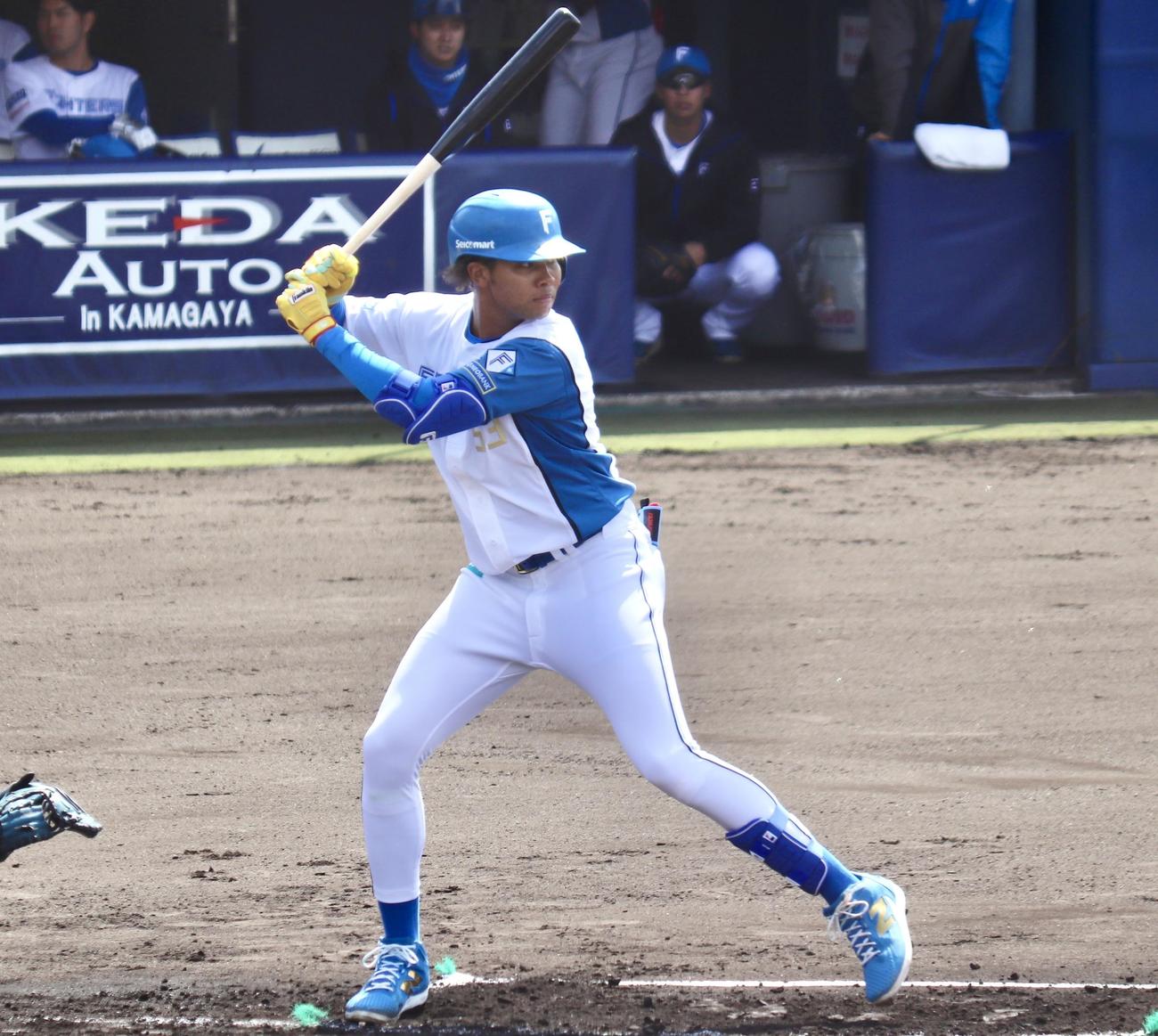 イースタン・リーグ：日本ハム対巨人　日本ハム1回1死、打席に立つ日本ハム水谷（撮影・黒須亮）