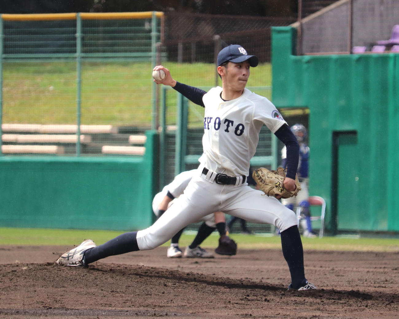 関学大対京大1節2回戦　3回無失点で救援した京大・櫛田（撮影・中島麗）