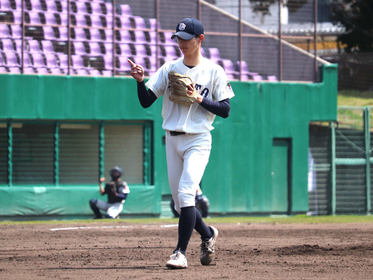 関学大対京大1節2回戦　3回無失点で救援した京大・櫛田（撮影・中島麗）