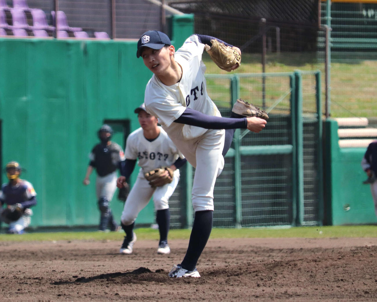 関学大対京大1節2回戦　3回無失点で救援した京大・櫛田（撮影・中島麗）