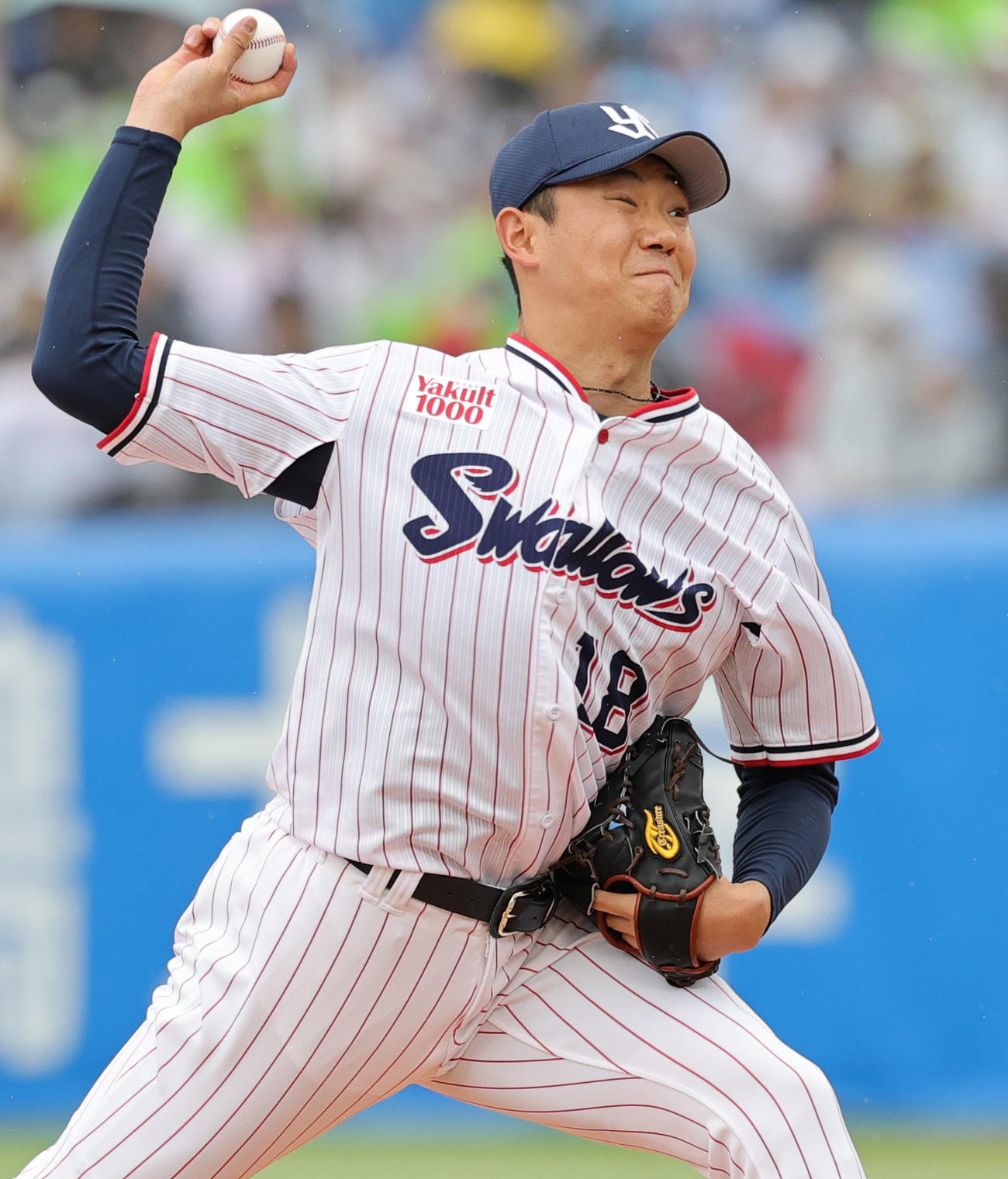 ヤクルト対中日　ヤクルト先発の奥川（撮影・野上伸悟）