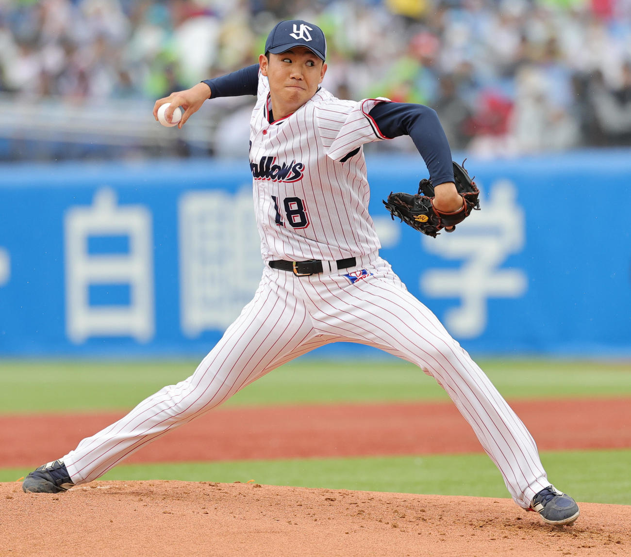 ヤクルト対中日　ヤクルト先発の奥川（撮影・野上伸悟）