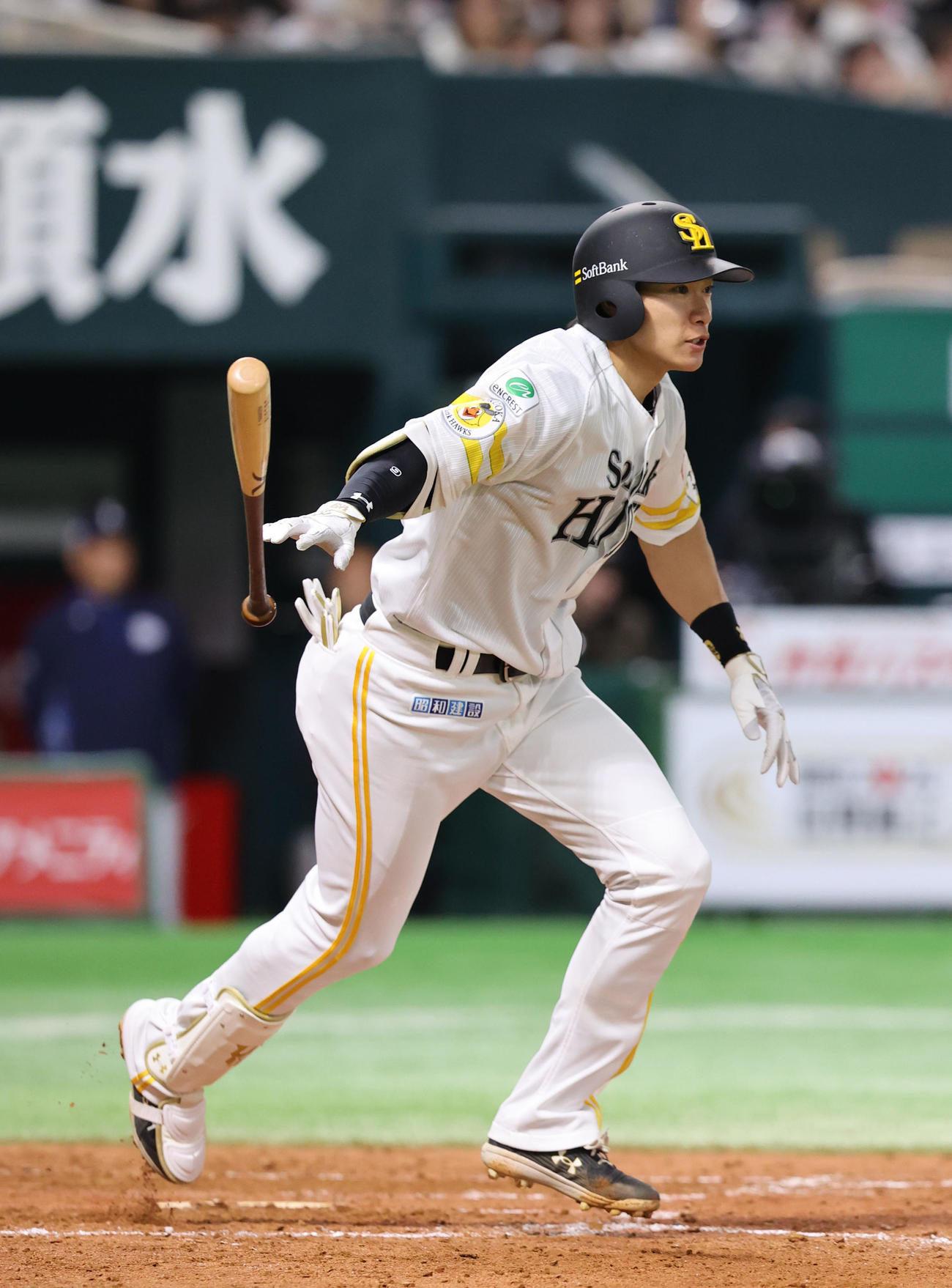 ソフトバンク対西武　5回裏ソフトバンク1死一、三塁、柳田は右前に適時打を放つ（撮影・梅根麻紀）