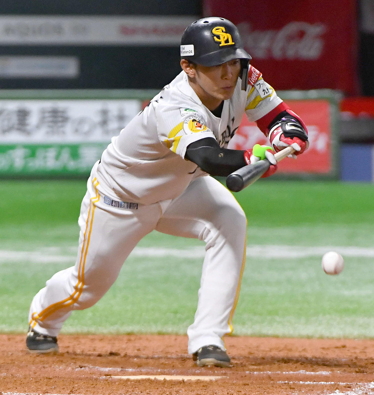 24年9月、楽天戦で投犠打を成功させるソフトバンク今宮