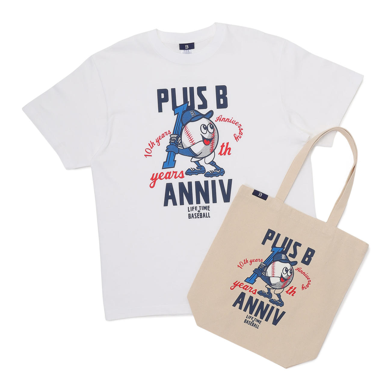 10周年アニバーサリーデザインTシャツとバッグのセット（球団提供）
