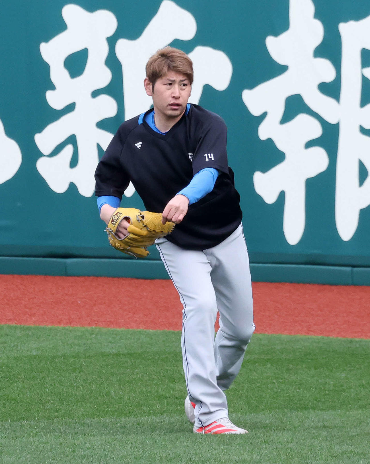 楽天対日本ハム　キャッチボールする日本ハム加藤貴（撮影・鈴木正人）　