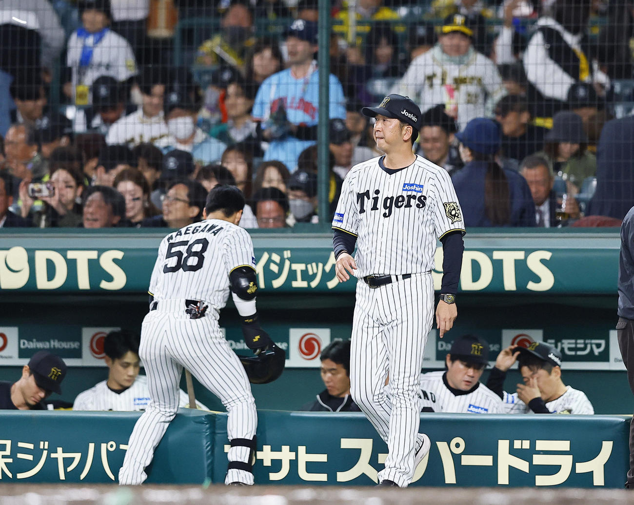 阪神対ヤクルト　ヤクルトに敗れ、あいさつに向かう阪神藤川監督（撮影・藤尾明華）