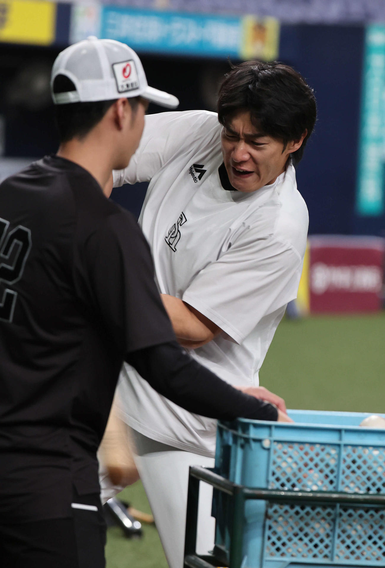 オリックス対ソフトバンク　力強いティー打撃を行うソフトバンク柳田（撮影・西尾就之）