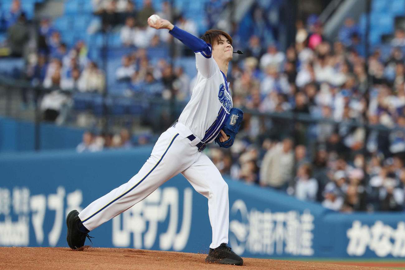 DeNA対巨人　セレモニアルピッチを務める高橋優斗（撮影・宮地輝）